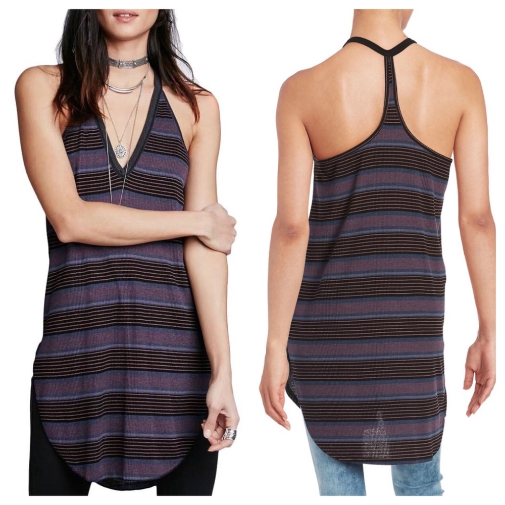 Free People Louie Stripe Tunic Size LG  *Like New*